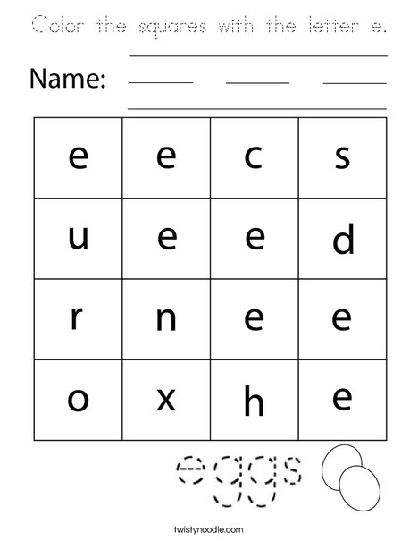 Color the squares with the letter e. Coloring Page