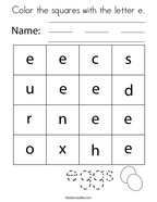 Color the squares with the letter e Coloring Page