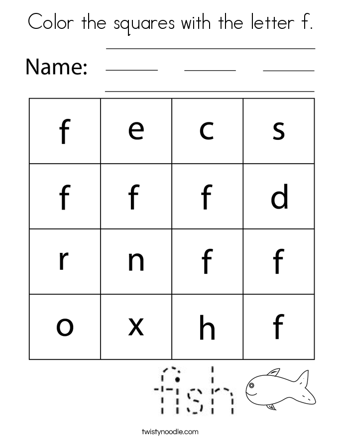 Color the squares with the letter f. Coloring Page