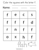 Color the squares with the letter f Coloring Page