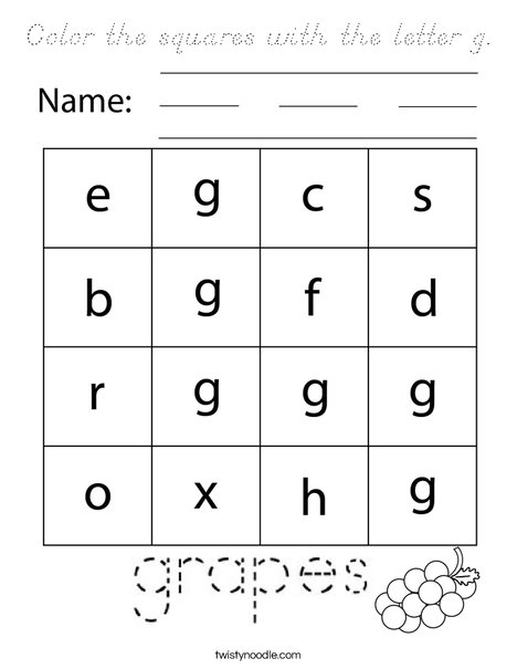 Color the squares with the letter g. Coloring Page