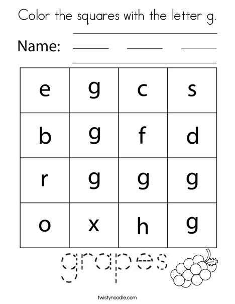 Color the squares with the letter g. Coloring Page
