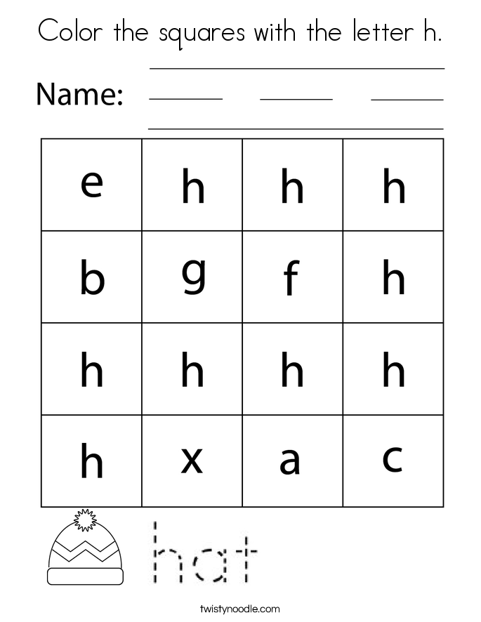Color the squares with the letter h. Coloring Page