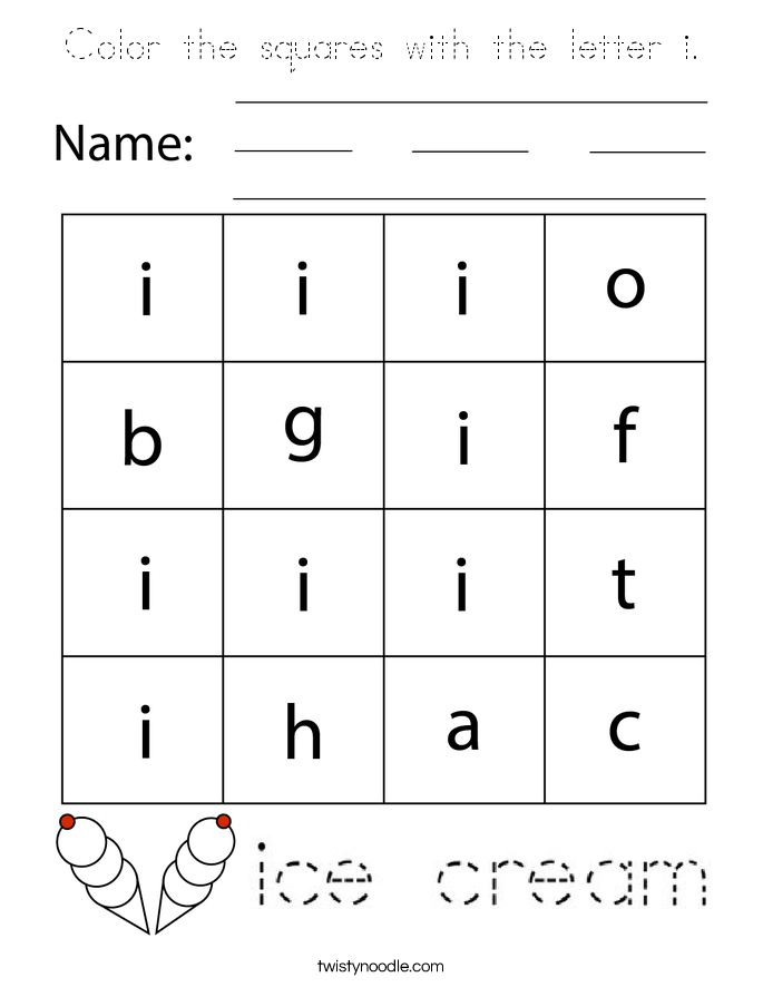 Color the squares with the letter i. Coloring Page