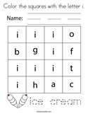 Color the squares with the letter i Coloring Page
