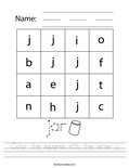 Color the squares with the letter j. Worksheet