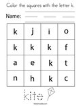 Color the squares with the letter k. Coloring Page