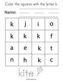 Color the squares with the letter k Coloring Page