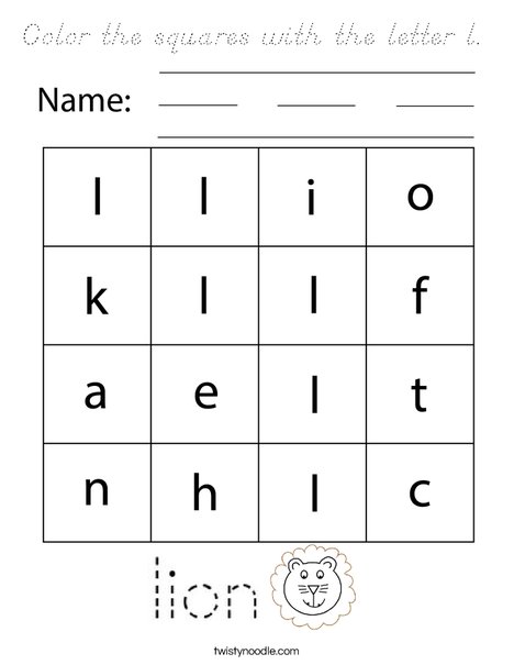 Color the squares with the letter l.  Coloring Page