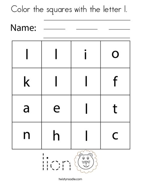 Color the squares with the letter l.  Coloring Page