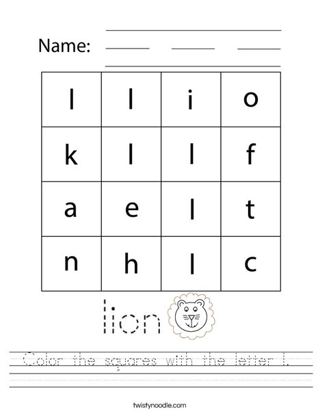 Color the squares with the letter l.  Worksheet