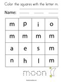Color the squares with the letter m Coloring Page