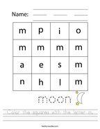 kindergarten worksheets letter m Color the squares with the letter m Handwriting Sheet