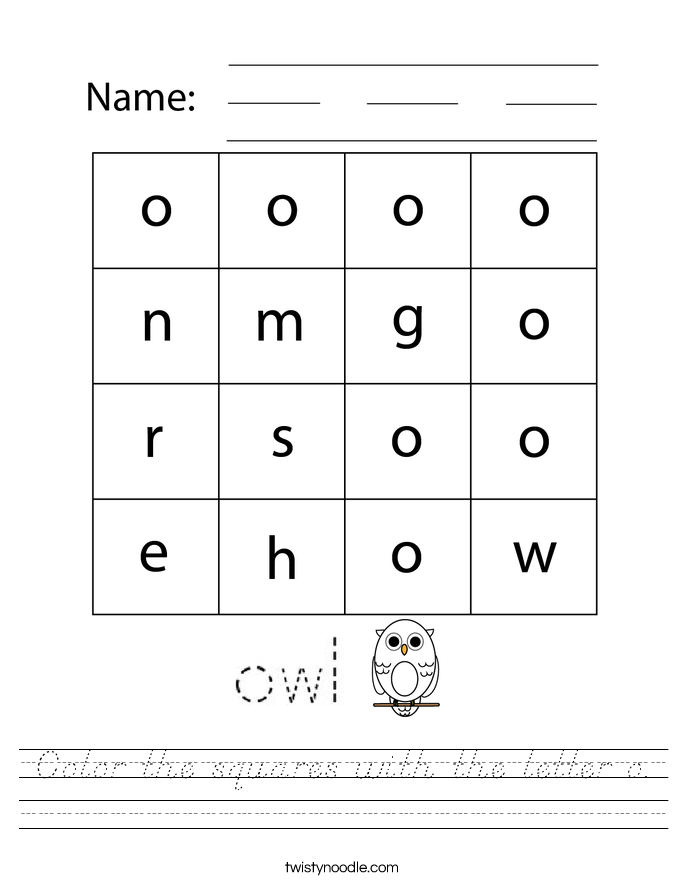 Color the squares with the letter o. Worksheet