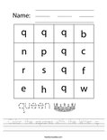Color the squares with the letter q. Worksheet