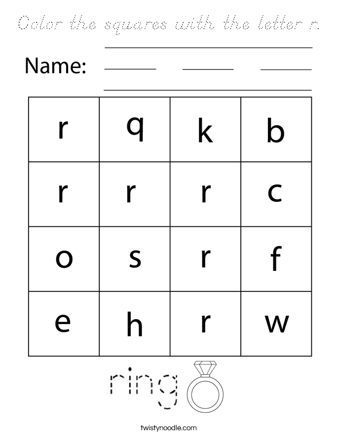 Color the squares with the letter r. Coloring Page