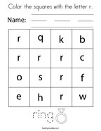 Color the squares with the letter r Coloring Page