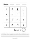 Color the squares with the letter s. Worksheet