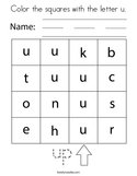 Color the squares with the letter u Coloring Page