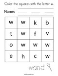 Color the squares with the letter w. Coloring Page