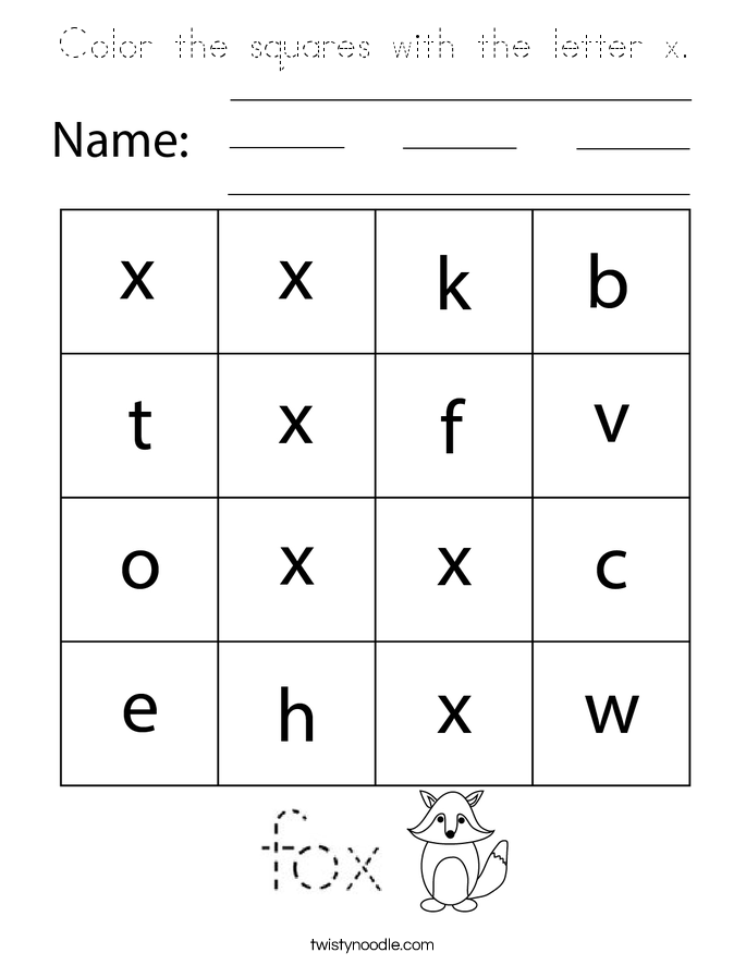 Color the squares with the letter x. Coloring Page
