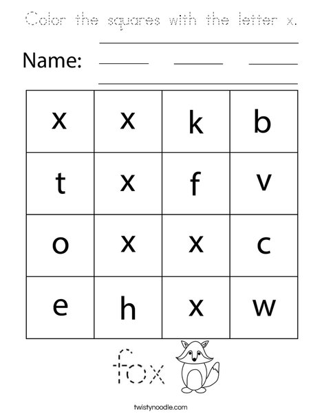 Color the squares with the letter x. Coloring Page