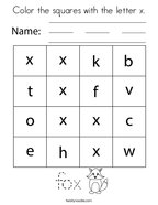 Color the squares with the letter x Coloring Page