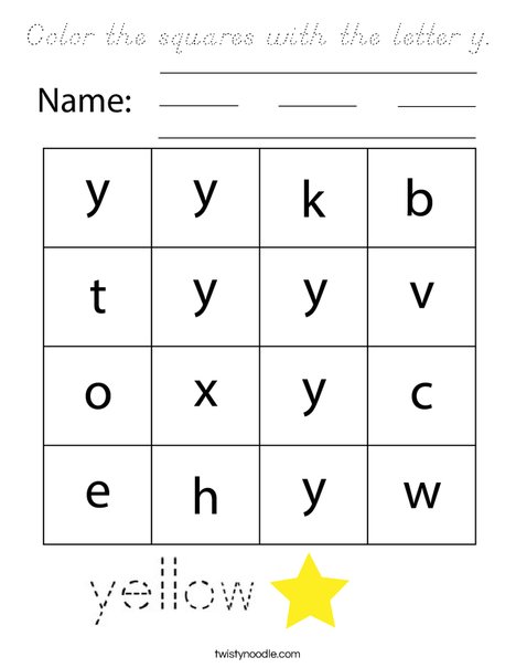 Color the squares with the letter y. Coloring Page