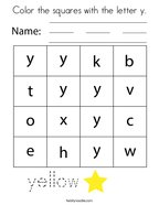 Color the squares with the letter y Coloring Page