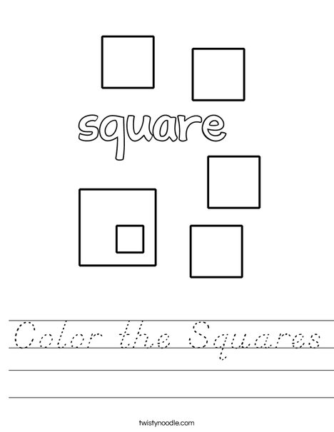 Color the Squares Worksheet - D'Nealian - Twisty Noodle