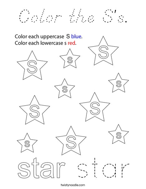 Color the S's. Coloring Page