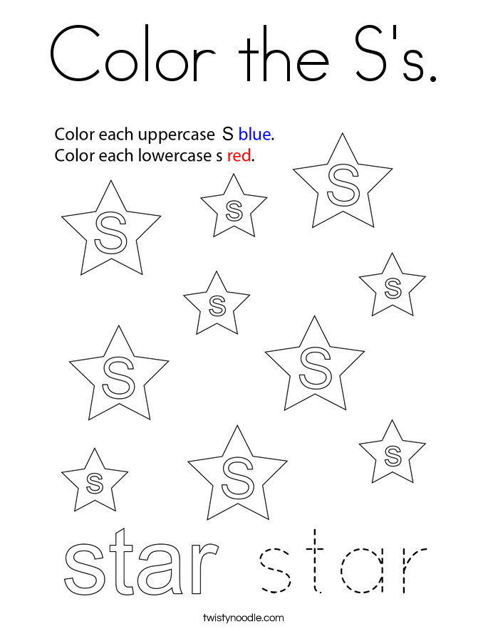 Color the S's. Coloring Page