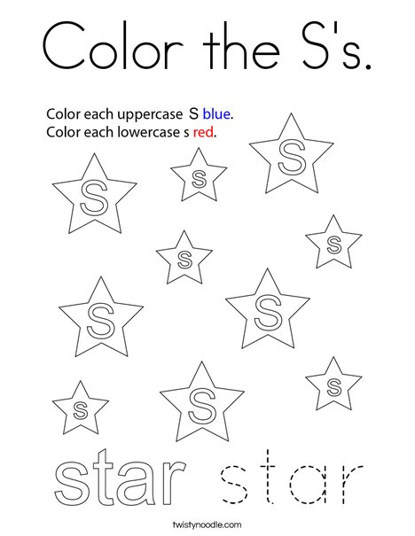 Color the S's. Coloring Page