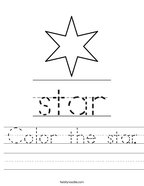 Color the star Handwriting Sheet