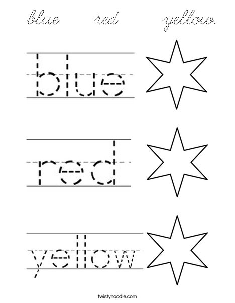 Color the stars blue, red, and yellow. Coloring Page