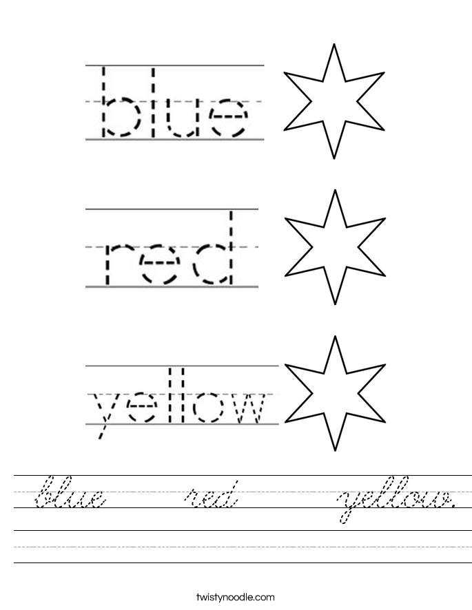  blue    red     yellow. Worksheet