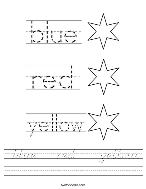 Color the stars blue, red, and yellow. Worksheet