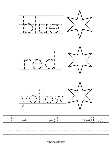 Color the stars blue, red, and yellow. Worksheet