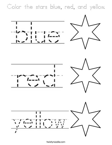 Color the stars blue, red, and yellow. Coloring Page