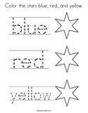 Color the stars blue, red, and yellow Coloring Page
