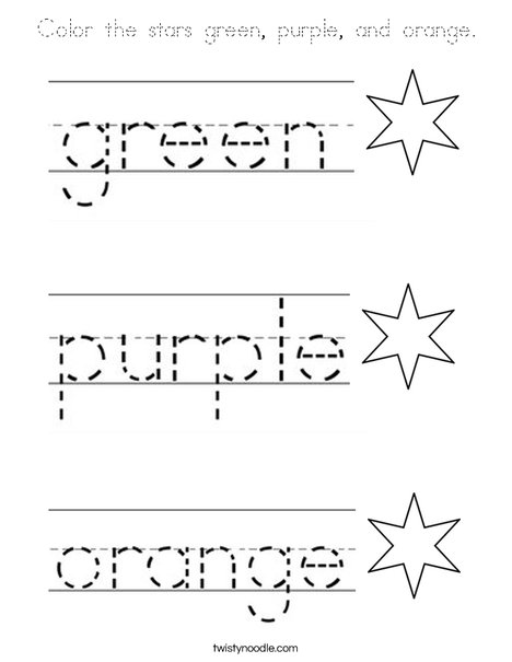 Color the stars green, purple, and orange. Coloring Page