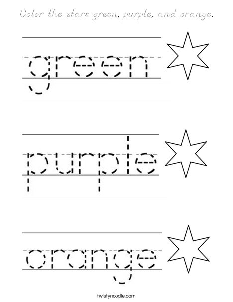 Color the stars green, purple, and orange. Coloring Page