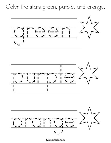 Color the stars green, purple, and orange. Coloring Page