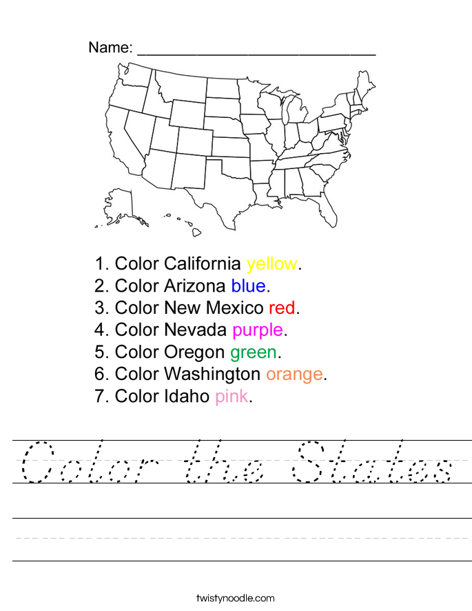 Color the States Worksheet