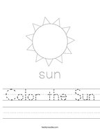 Color the Sun Handwriting Sheet
