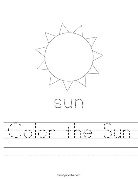 color the sun worksheet twisty noodle