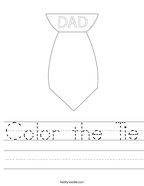 Color the Tie Handwriting Sheet