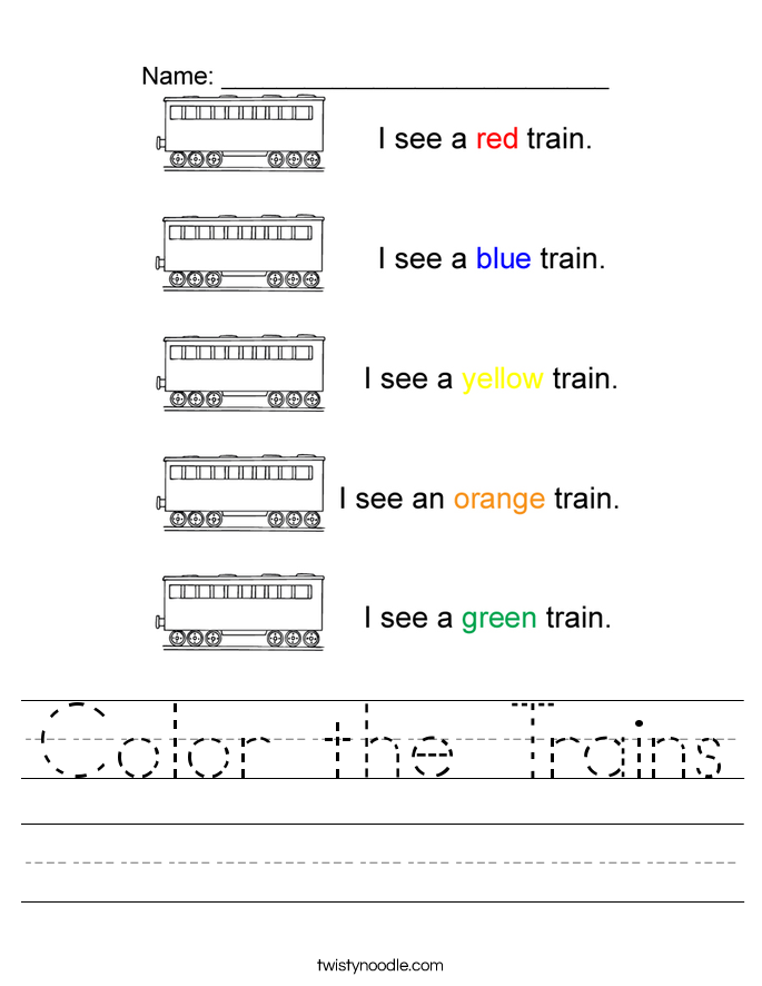 Color the Trains Worksheet