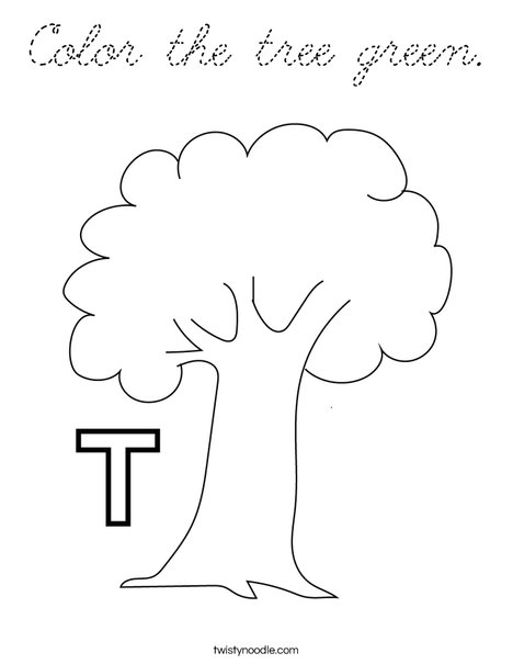 Color the tree green. Coloring Page