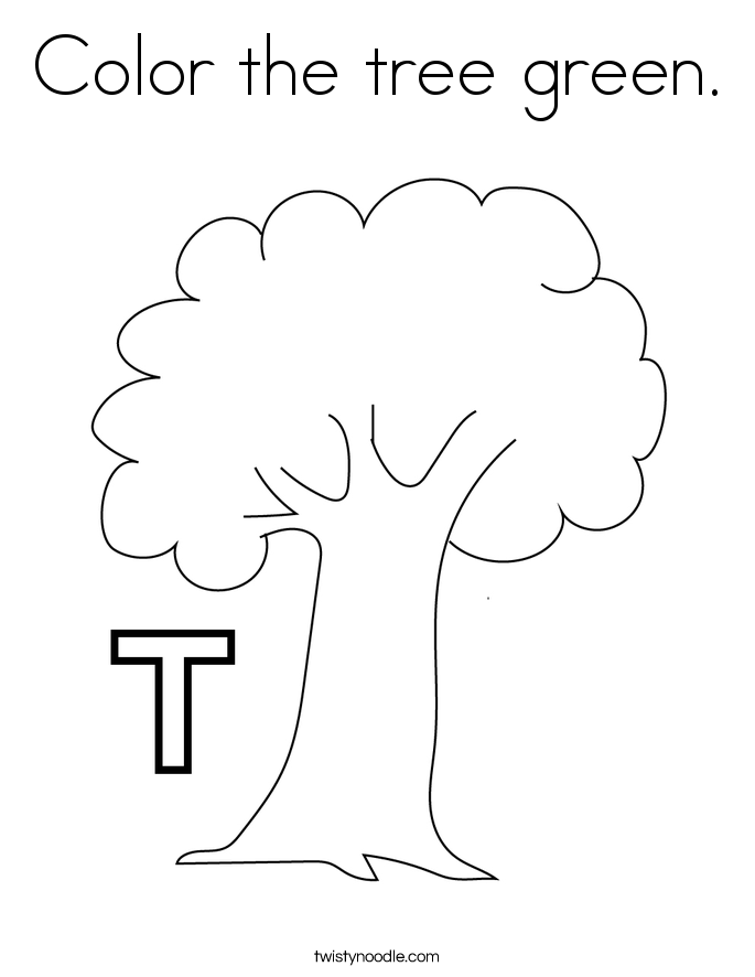 Color the tree green. Coloring Page